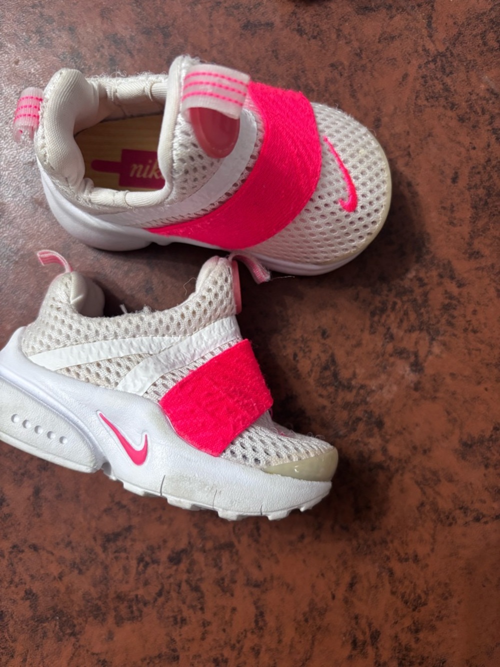 Nike Kids Mesh Slip-On Sneakers in White and Hot Pink